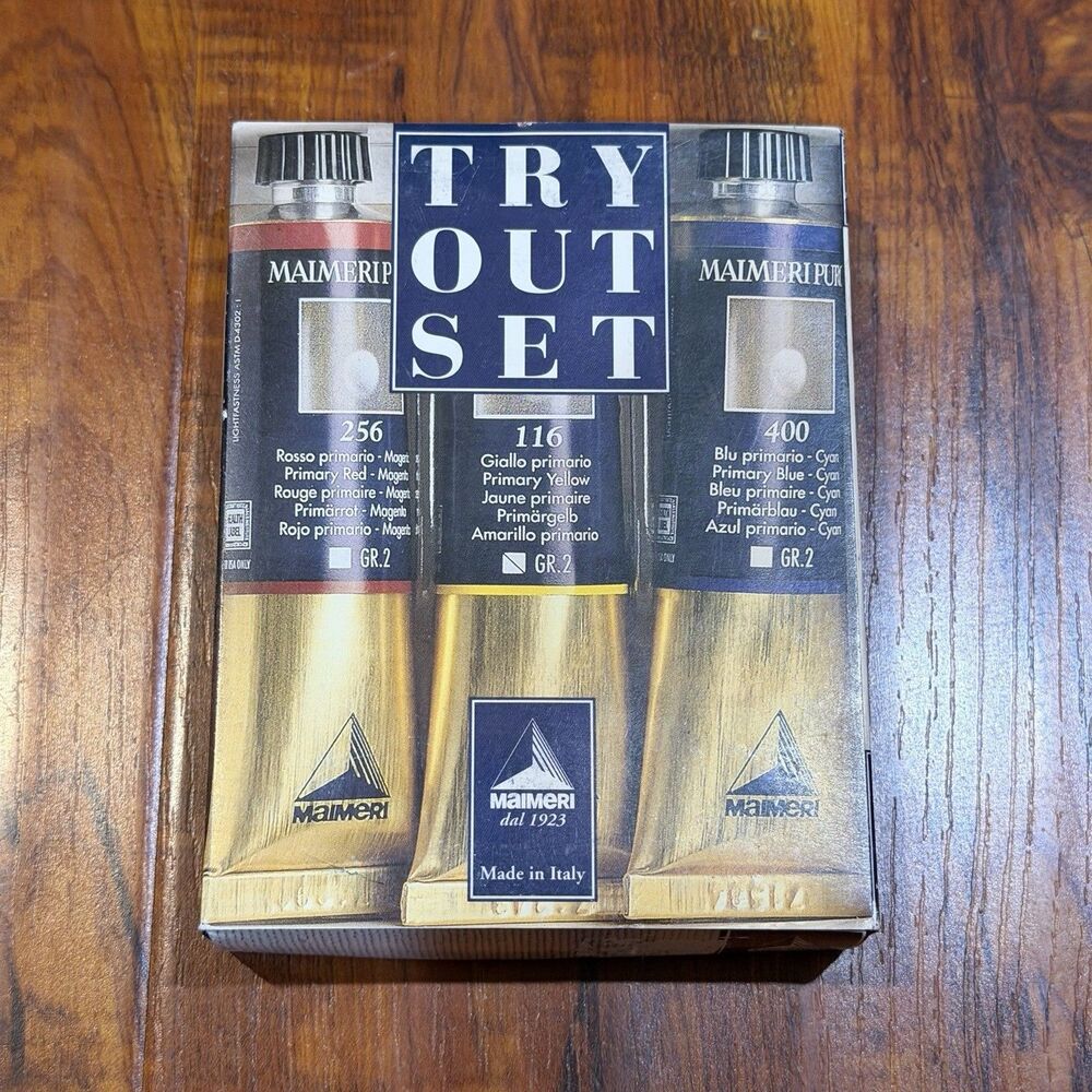 Maimeri Made in Italy 3 x 40ml Tubes Oil Color Paint Primary Red Yellow Blue New